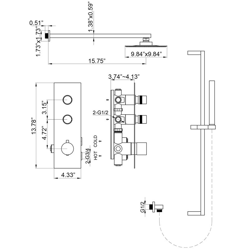 All-In-One Kit with Rough in-Valve, Brushed Nickel
