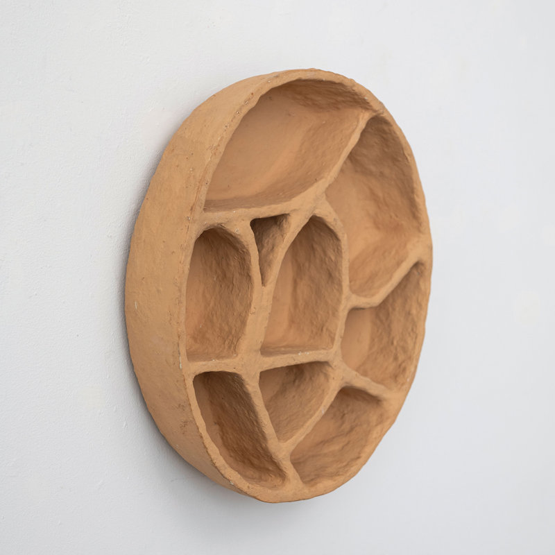 Round Paper Mache Wall Shelf with Multiple Sections