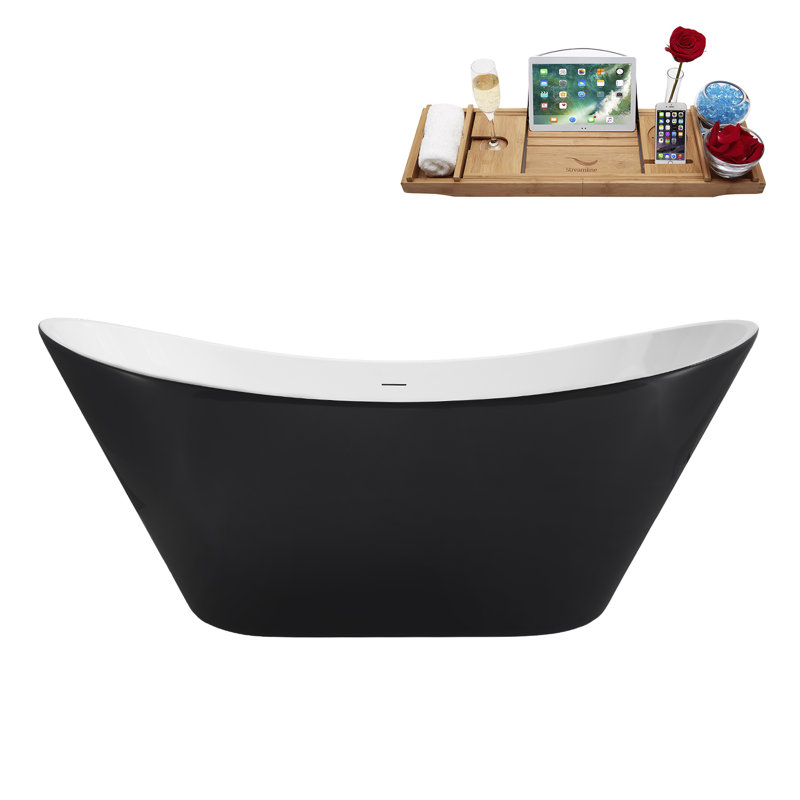 Baignoire autoportante 67 po Streamline, Chrome poli