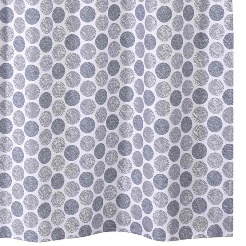 Blue and Grey Jacquard Fabric Shower Curtain Set with Hooks
