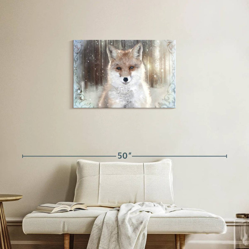 Renard d'hiver enchanté, H 20 po x l 30 po