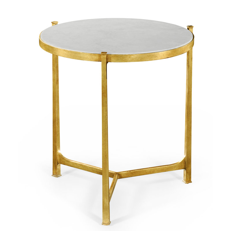 Luxe End Table, Gilded Iron, Genuine Sliver