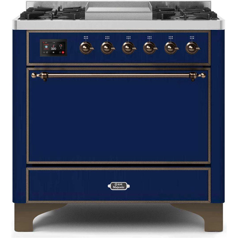 Majestic II 36" 3.5 cu.ft. Freestanding Dual Fuel with Griddle and Convection Oven, Natural Gas, Matte Graphite/Copper