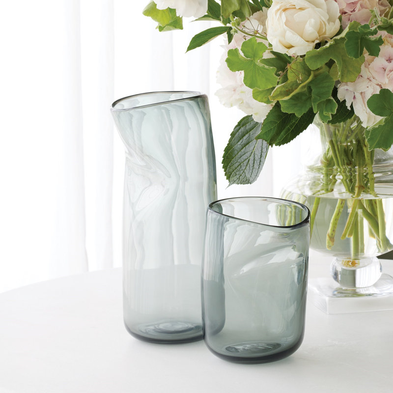 Contour Vase, 15" H x 7.25" W x 6.75" D, Gray