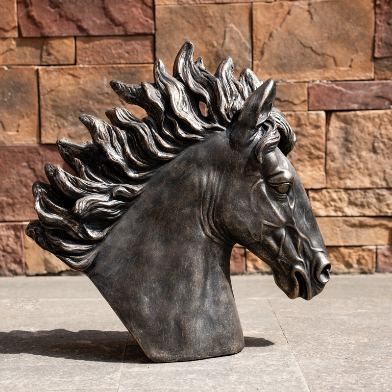 Statue de jardin antique tête de cheval