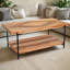 CONSDAN Solid Fir Wood Coffee Table, 2-Tier Industrial Farmhouse Table, 44" Rectangular Table