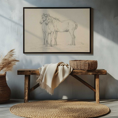 "Deux chevaux debout ensemble" par Jean Bernard, reproduction d'art sur toile