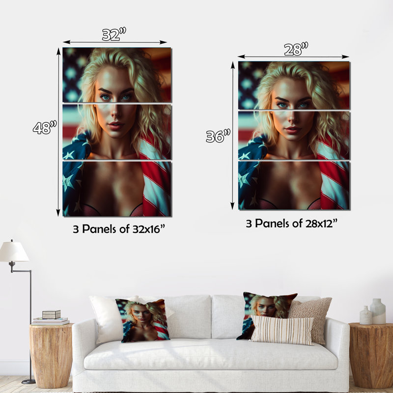 «American Beauty I - Woman Sensual», ensemble d'art sur toile, H 28 po x l 36 po x P 1 po