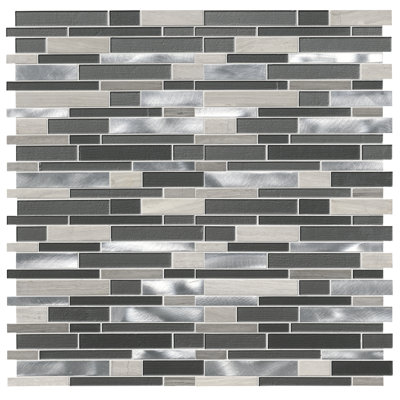 Carreau de mosaïque de plancher et de mur en verre et en métal 12 po x 12 po Sterling Moon Sterling Moon Sterling