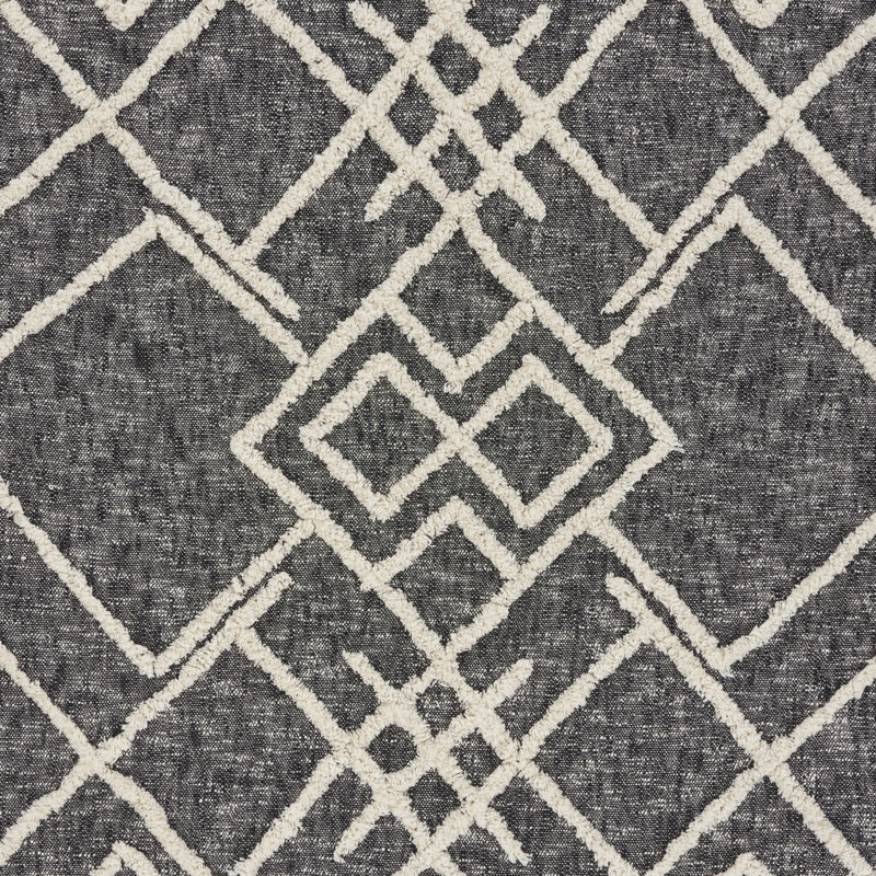 Jeté géométrique en coton tissé noir et gris