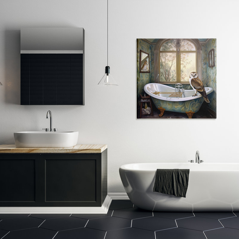 Toile à motif cachemire hibou Bathtime, design par Sasha, H 30 po x l 30 po