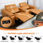 Canapé d'angle modulaire 3 places en cuir brun, confortable, avec fauteuil inclinable électrique et 2 porte-gobelets, style moderne idéal pour les petits espaces, respirant, avec rangements intégrés. Convient également aux bureaux.