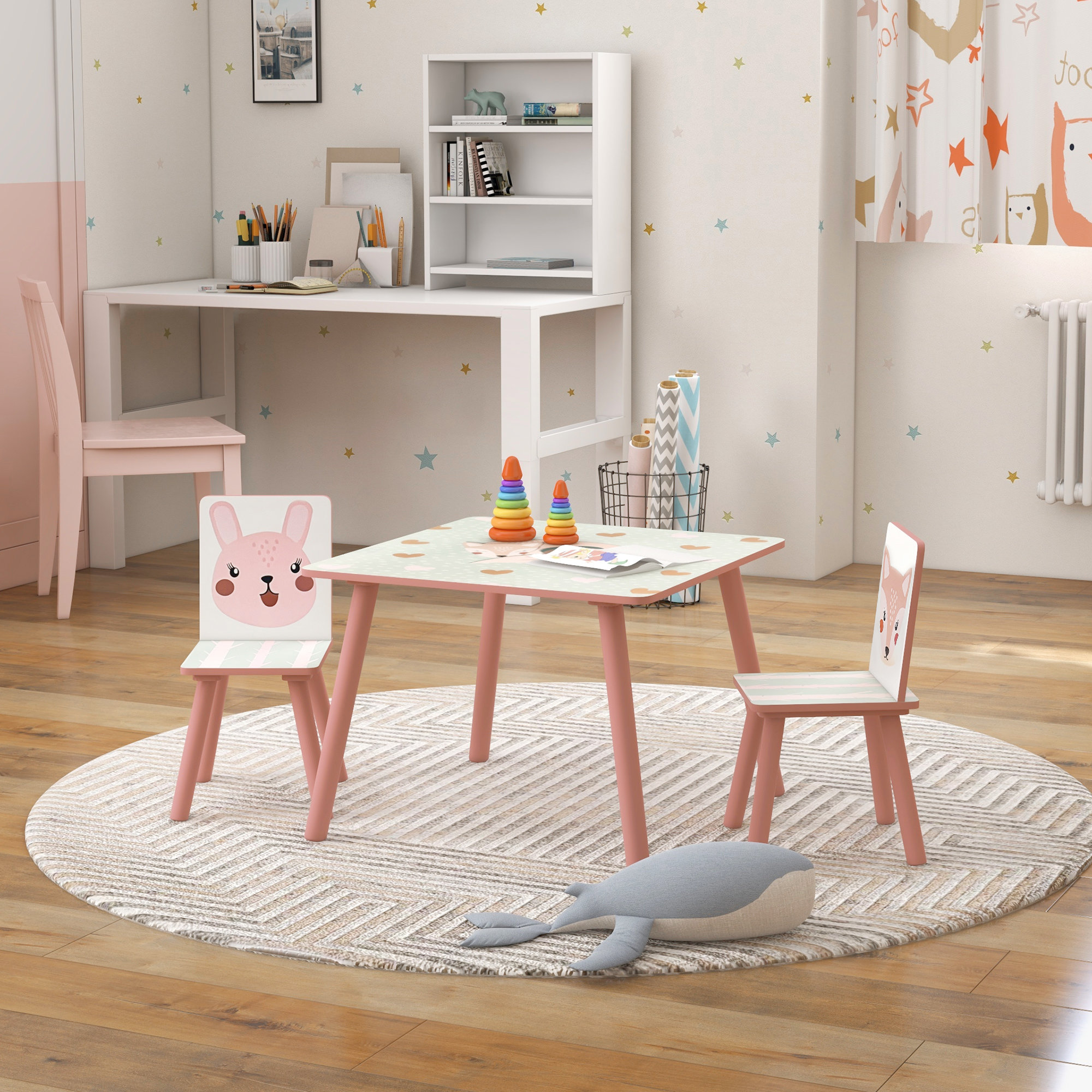 Bluey Children Kids Table and Chairs Set (2 Chairs Included) - Ideal for Arts & Crafts, Snack Time, Homeschooling, Homework & More
