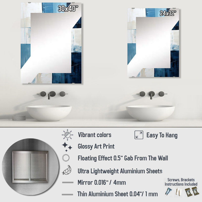 Miroir mural Nautical White, 32 po x 24 po