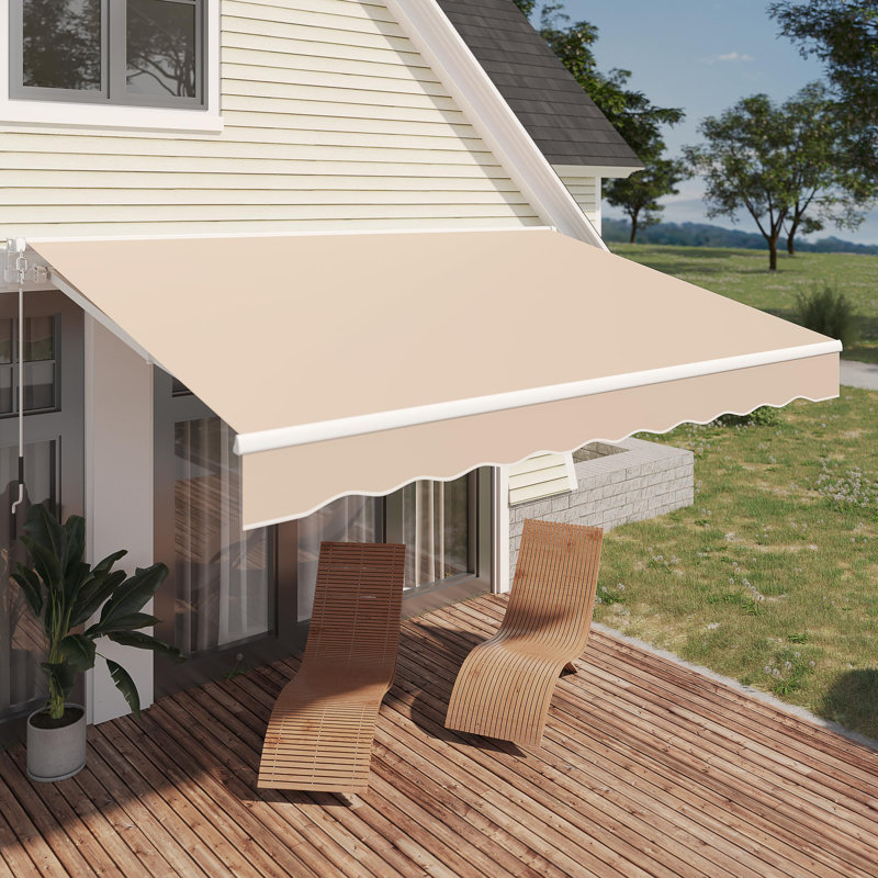 Retractable Patio Awning, 396cm W x 244cm D, Beige