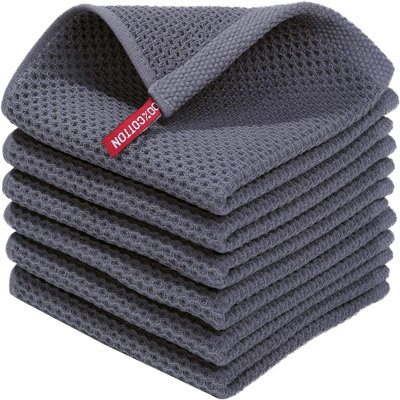 Serviettes de cuisine 100% coton gaufré, ensemble de 6