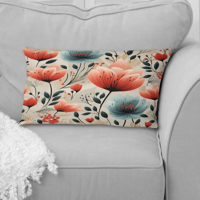 Coussin à imprimé floral rétro Vintage Romance Red Bliss III