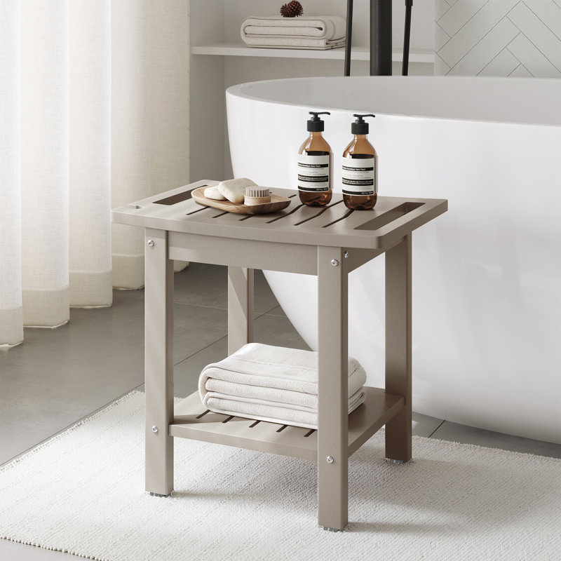 Banc de douche en poly, Gris clair