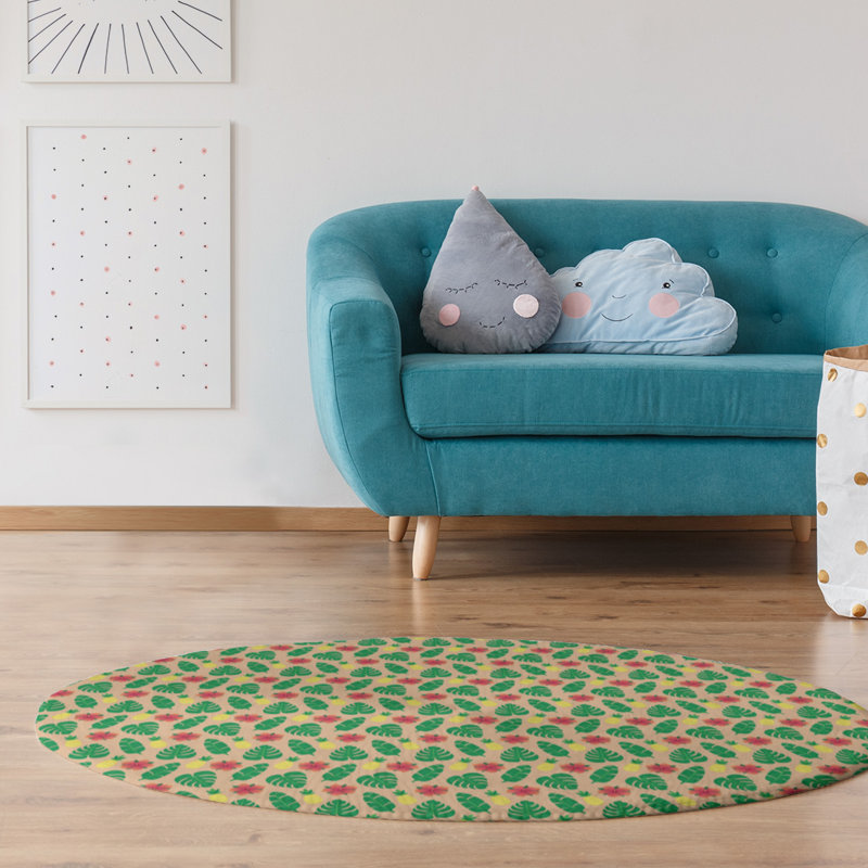 Chenille Floral Indoor Rug, Round 5'