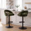 Ensemble de 2 tabourets de bar à hauteur réglable, tabourets de comptoir pivotants en tissu chenille, tabourets de bar de cuisine rembourrés avec dossier ajouré incurvé, tabourets de pub modernes, vert-1630192713