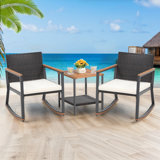 Garl 2 - Person Wicker Patio Dining Set with Square Table , Cushions Included