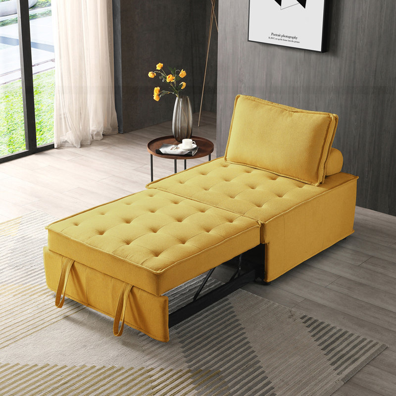 Repose-pieds multi-usages en similicuir, Jaune
