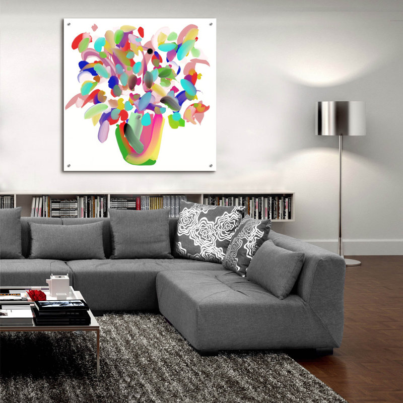 Art mural en verre Ivy Bronx «Mood Flowers» par Cesare Bellassai, H 36 po x l 36 po x P 0,2 po