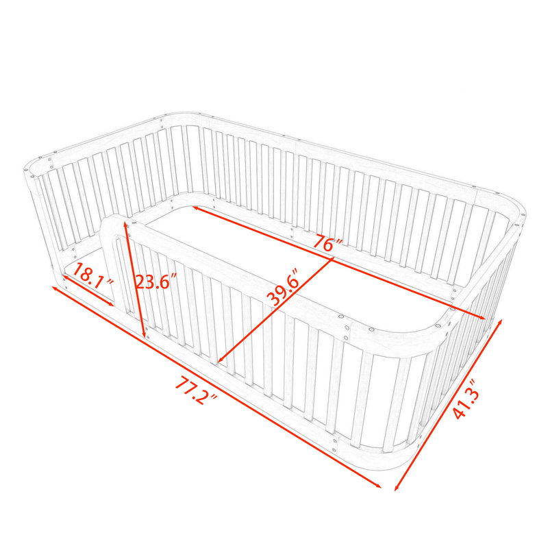 Twin Wooden Floor Platform Bed, White