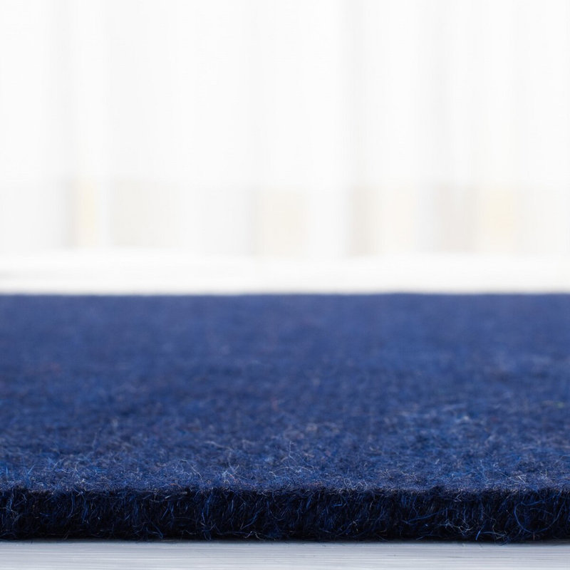 Handmade Navy Wool Rectangular 4' x 6' Rug