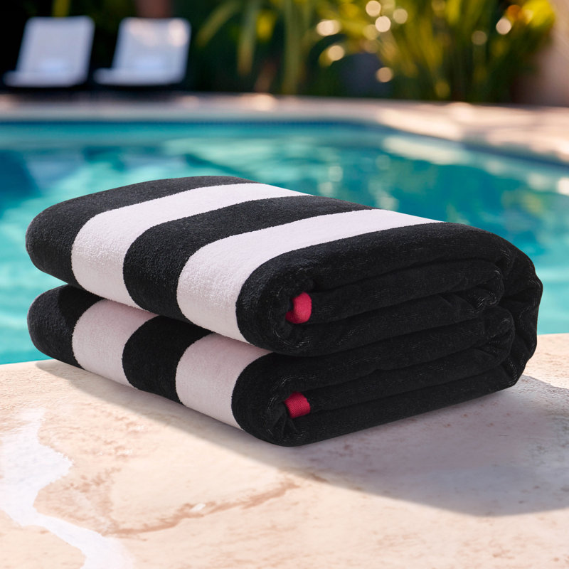 Juicy Couture Reversible Cabana Beach Towels, Black/Hot Pink/White/Pink