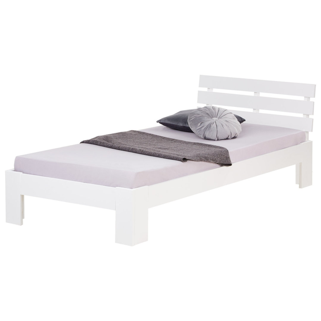 Massivholzbett Patchway 90 x 200 cm Einzelbett Futonbett mit Lattenrost