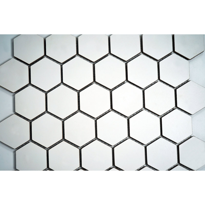 2" Hexagon Calacatta Porcelain Mosaic Wall & Floor Tile, Silver