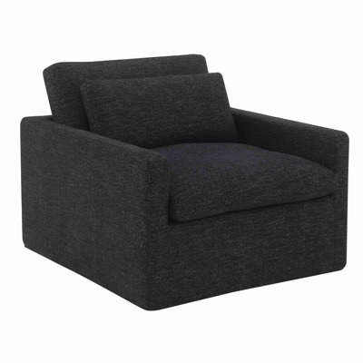 Fabric Swivel Chair With 1 Toss Pillow
