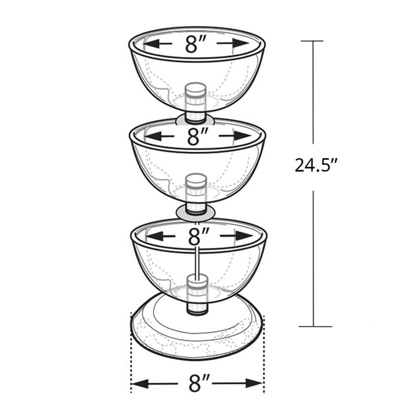 Three-Tier 8", 8" & 8" Bowl Display