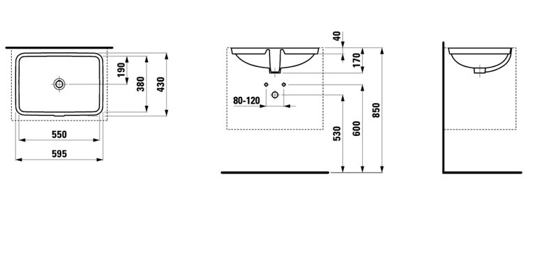 Laufen PRO S Bathroom Sink, 6.75" H x 14.94" W x 16.88" L, Glazed