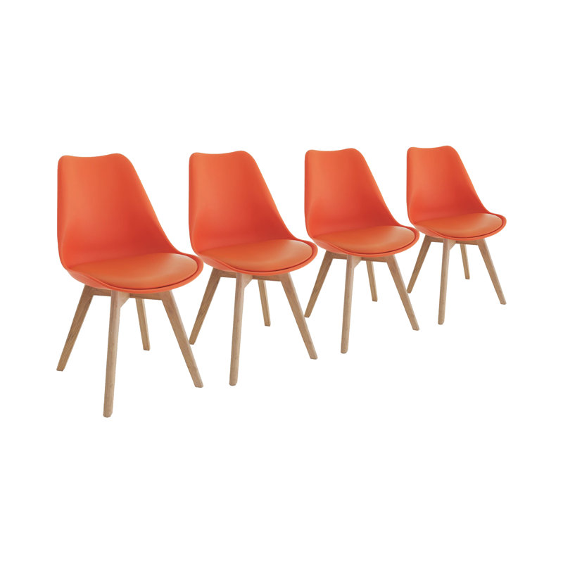 4 Ayden Upholstered Dining Chair with Cushion Seat Padding, Orange