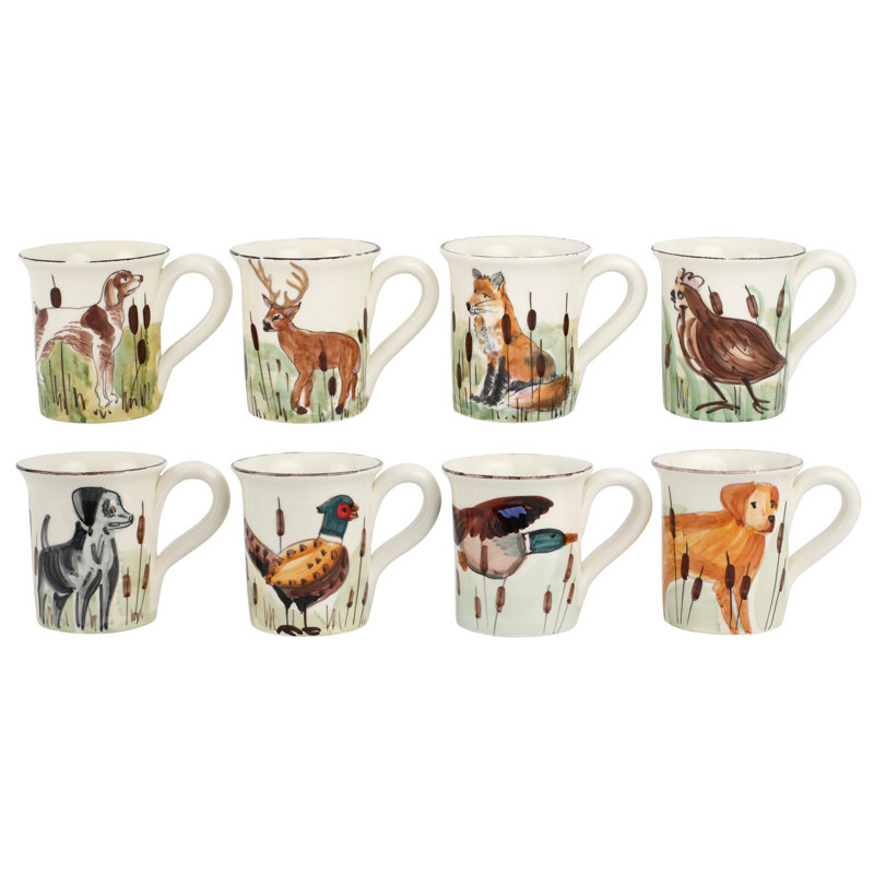 Ensemble de 8 tasses à motif animalier