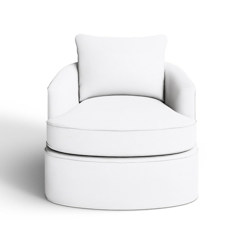 Fauteuil demi-tonneau pivotant en polyester 38 po Mills, Blanc Ida