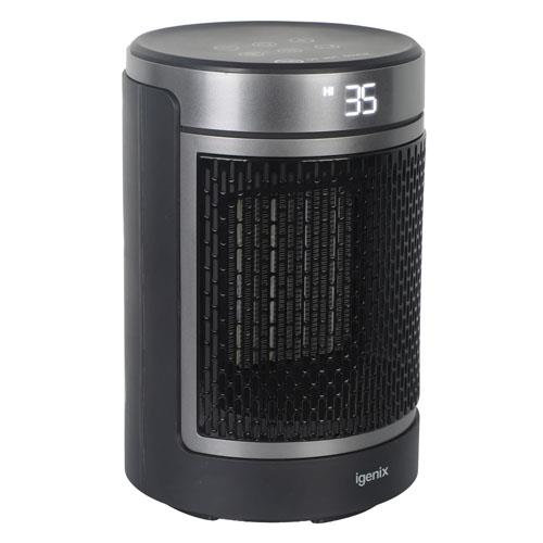 1500W Tubular Oscillating LED PTC Fan Heater Black