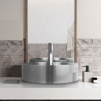 Lavabo de salle de bain vasque circulaire en acier inoxydable noir / or / argent / or Kainon