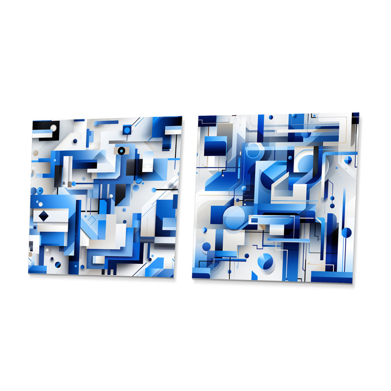 Coraly - Ensemble de 2 carrés décoratifs en métal à formes abstraites, H 36 po x l 72 po