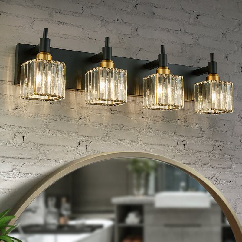 Taevion Dimmable Vanity Light, Black/Gold, 4 Lights
