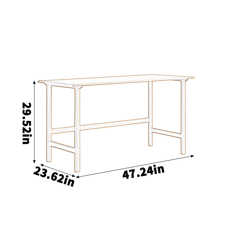 Bureau d'étude moderne en chêne minimaliste moderne, H 29,52 po x l 47,24 po x P 23,62 po