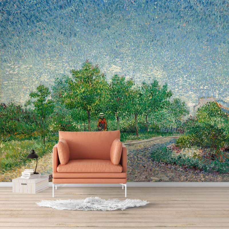 Murale Femme dans le jardin, L 100 po x l 144 po