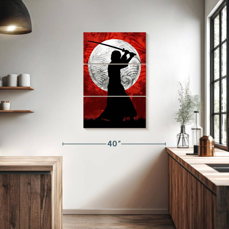 Leisha Samurai Moon Red, 38" H x 24" W