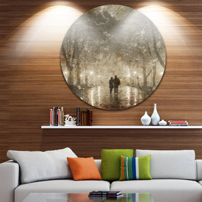 Couple Walking in Night Lights - Unframed Print