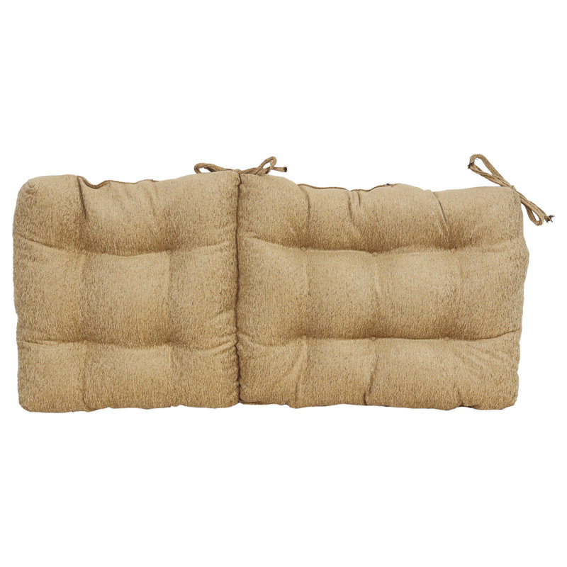 Jacquard Chenille Tufted Seat/Back Chair Cushion, 18" W x 18" D, Tan