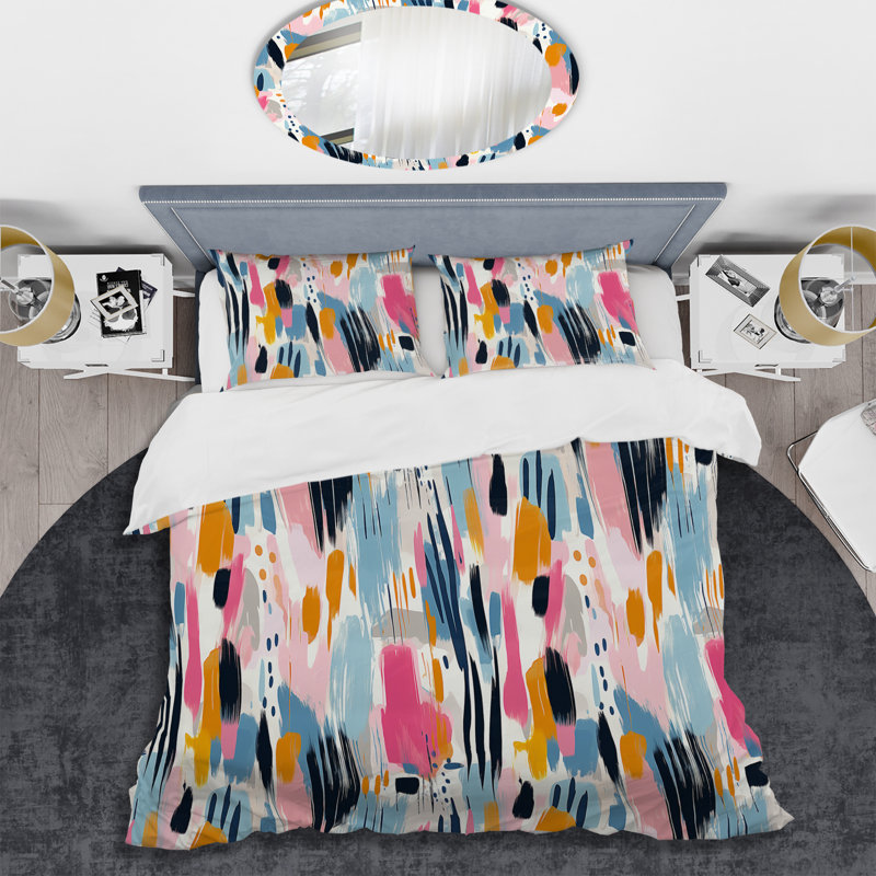 Peinture rayée Playfull Harmony II Literie, Housse de couette pour très grand lit et 2 très