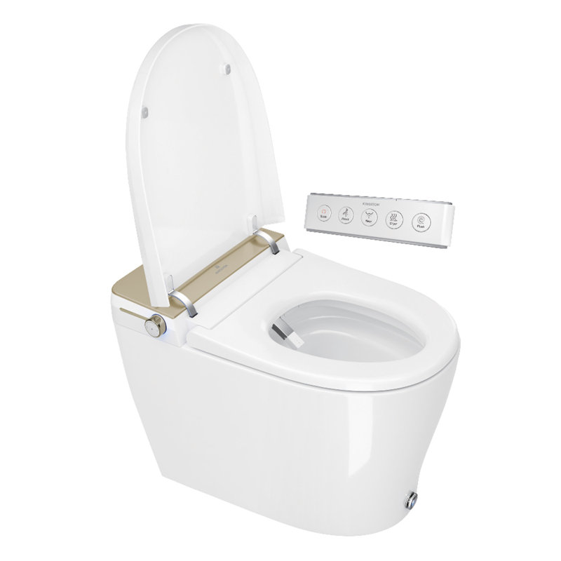 Kingston Brass Upton Smart Toilet, White/Brushed Brass