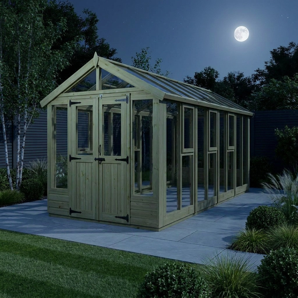 Total Sheds 6ft x 16ft Apex Glass Greenhouse - Horticultural Glass - Pressure Treated Timber - UK Manufactured